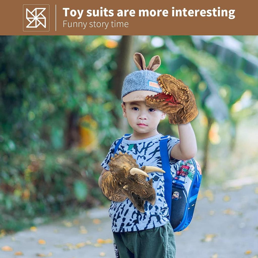 Dinosaur Puppet Realistic Dinosaur Head Hand Puppets Toy Flexible Rubber Hand Puppet Soft Dinosaur Toys For Kids