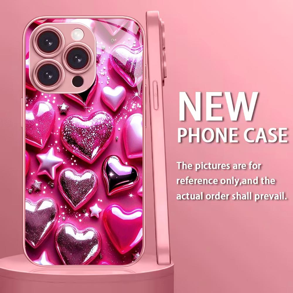 New Lovely Female Exquisite Protective Case Phone Case Metallic Paint Glass PhoneCase for iPhone 17 16 15 14 13pm Pro Plus Madam