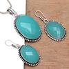 Necklace Chalcedony Natural  Beads Blue 20" Cts Round Sterling