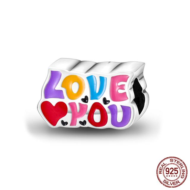 New 925 Sterling Silver Red Color Series Heart Shape Charms Beads Lucky Jewelry Gifts