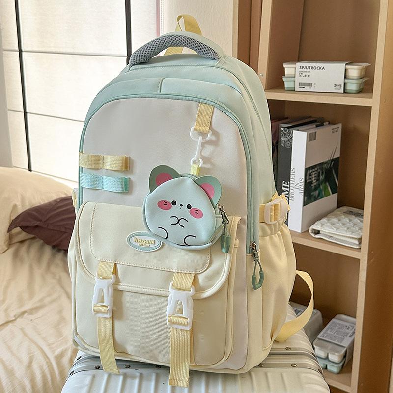Schoolbag: Japanese soft milky healing style, fresh collegiate backpack, student, girl, weekend short trip backpack