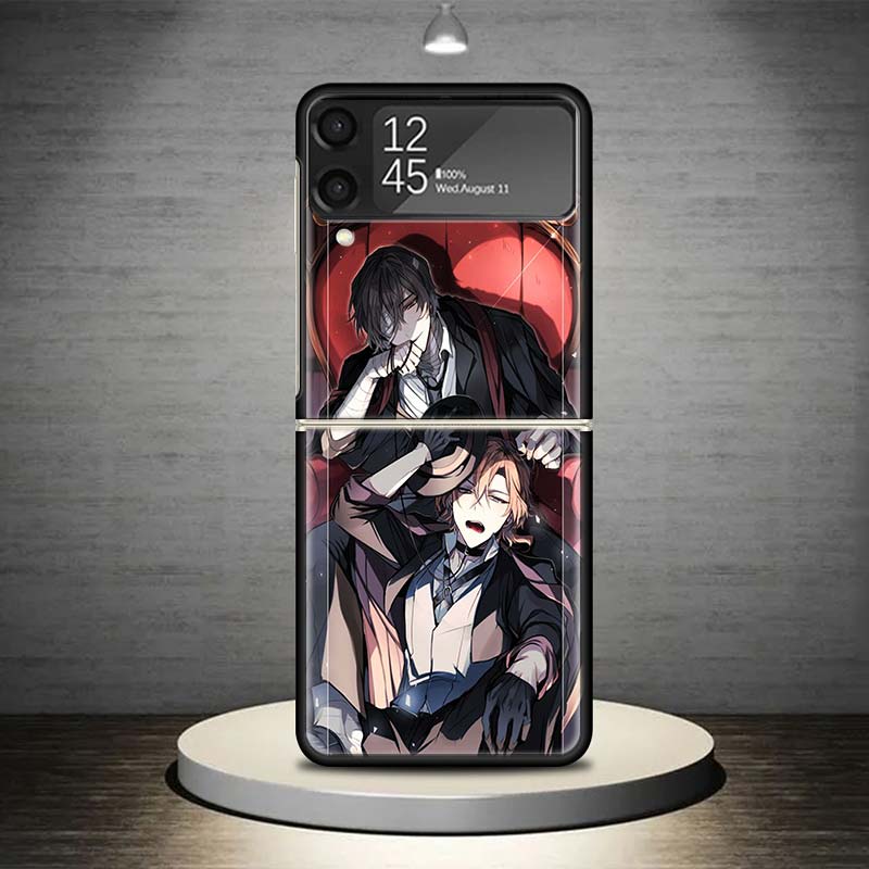 Bungo Stray Dogs Double Black Phone Case For Samsung Galaxy Z Flip 7 6 5 4 3 5G Shockproof Cover Z Flip7 Flip6 ZFlip5 Flip3 Flip