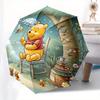 Winnie the Pooh, Ombrello Automatico Apri e Chiudi al Miele - Ombrello Pieghevole Portatile a 8 Stecche con Manico in Plastica, Adatto per il Tempo Libero a