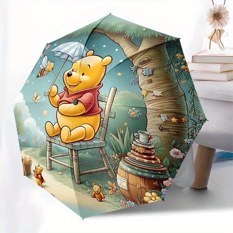 Winnie the Pooh, Ombrello Automatico Apri e Chiudi al Miele - Ombrello Pieghevole Portatile a 8 Stecche con Manico in Plastica, Adatto per il Tempo Libero a