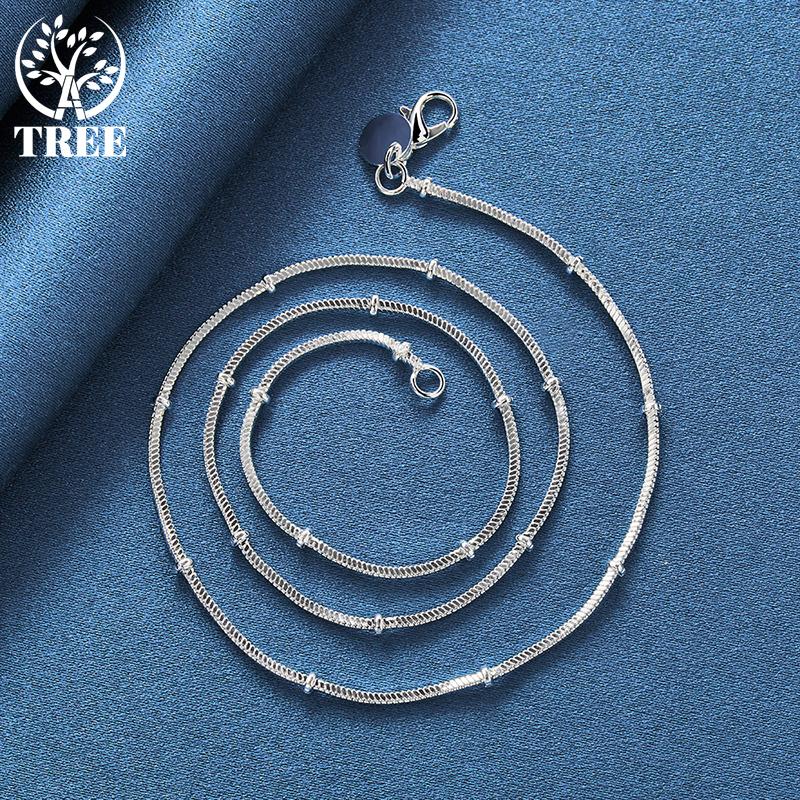 925 Sterling Silver 18/20 Inch 2mm Snake Chain Beads Necklace Jewelry