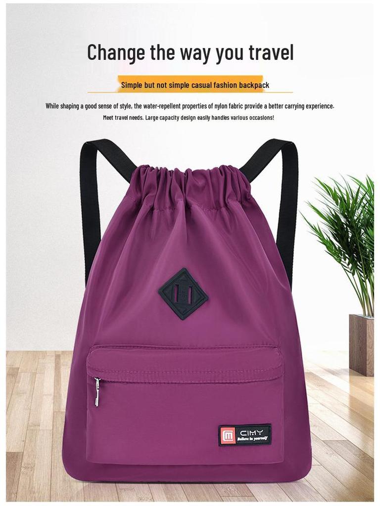 Vodotěsný batoh se stahovací šňůrkou - Velká kapacita, ležérní školní a cestovní taška pro venkovní aktivity