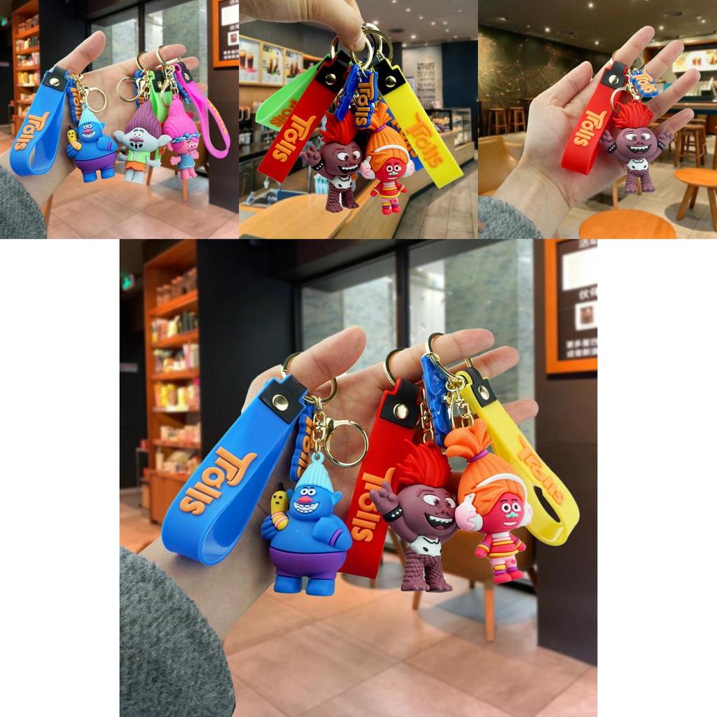 Adorable Troll Doll Backpack Charm Keychain Cute Quirky Cartoon Rubber Toy Accessory