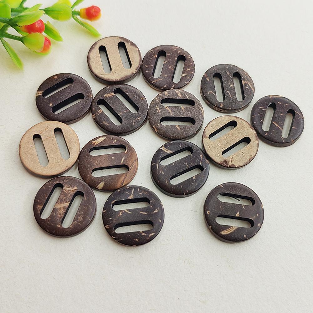 Natural Coconut Shell Adjustable Slide Buckle for DIY Doll Clothing 9mm Inner Diameter 15mm Outer Diameter Bag Strap Regulator 15mm 50pcs