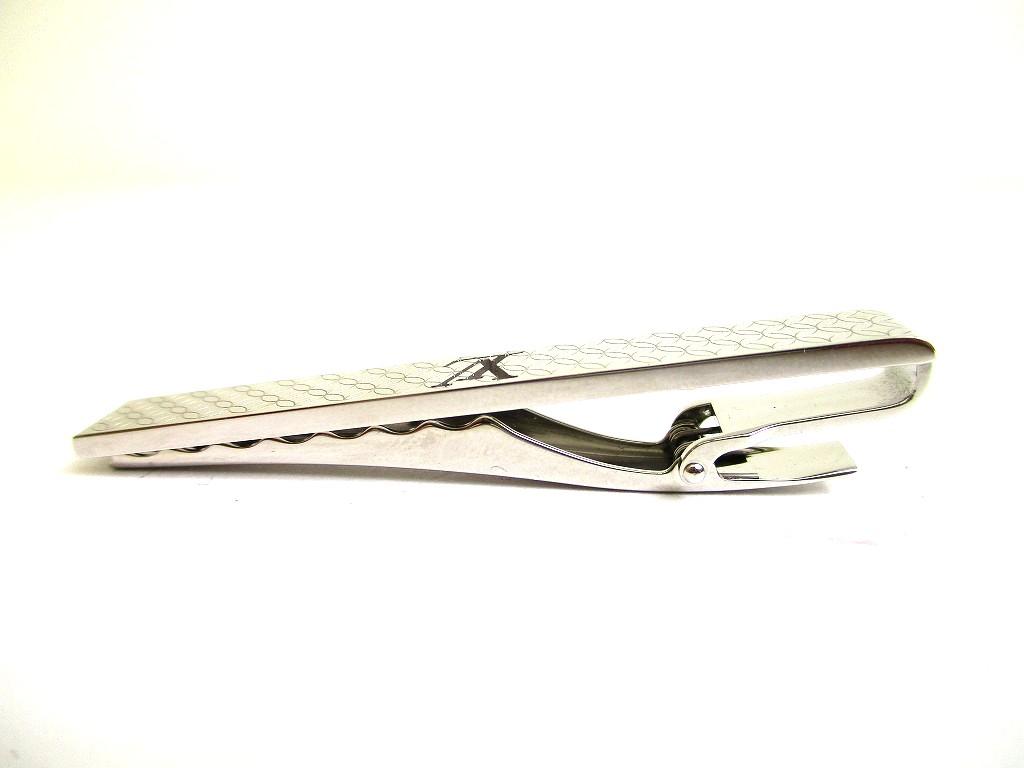 Authentic LOUIS VUITTON Silver Steel Champs Elysees Tie Clips #b173 Certified - Refurbished