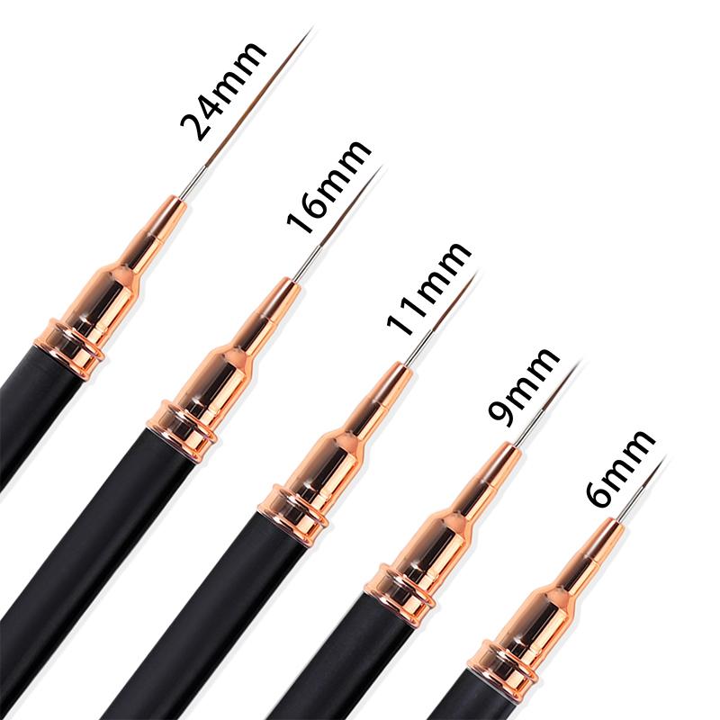 5 Stk./Set Professioneller Nail Art Liner Pinsel für Linienmalerei Design, Gel Liner Nail Art Pinsel für Nägel 7/9/11/15/20 mm