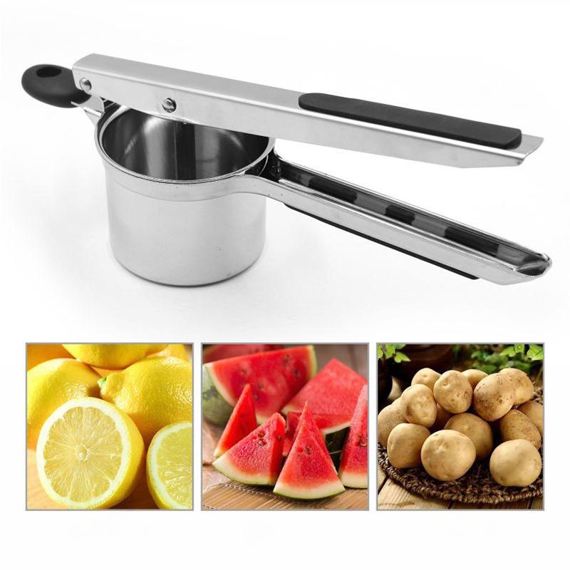 Stainless Steel Manual Potato Ricer with Silicone Grip Handle with Interchangeable Fineness Mesh Potato Masher Kitchen Gadget