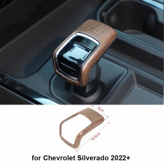 Wood Grain Center Gear Shift Knob Trim For Chevy Silverado -2024 Accessories