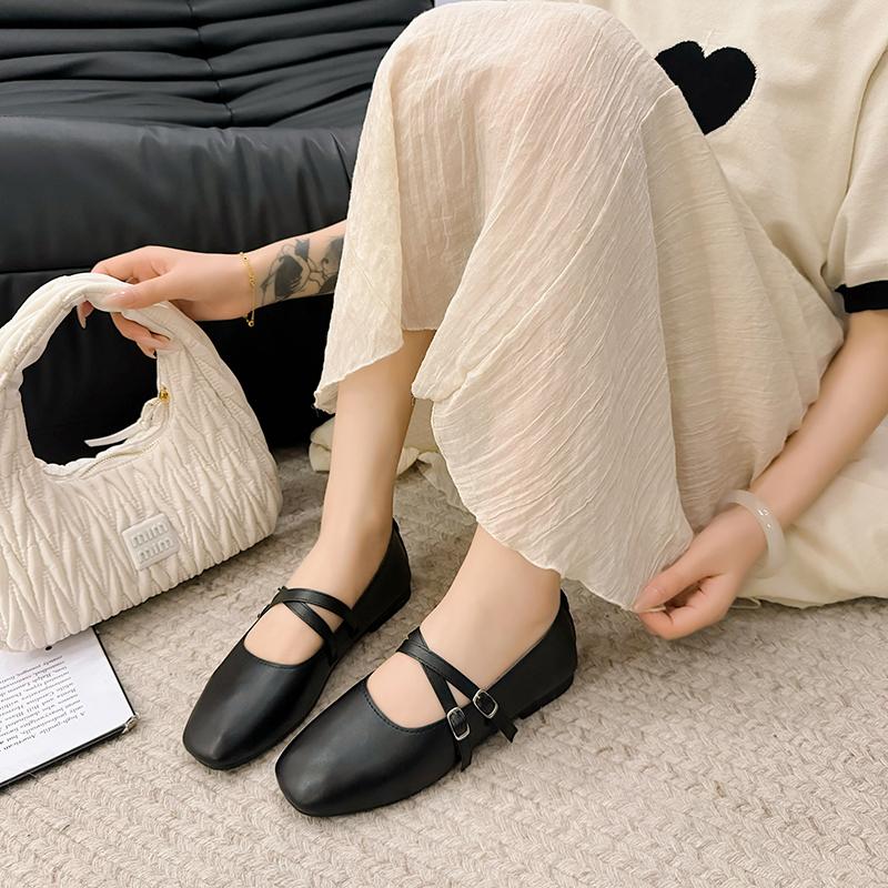 New Square Toe Comfortable Casual and Versatile Spring and Summer Flat Shoes Elegant and Fashionable Retro Women's Shoes