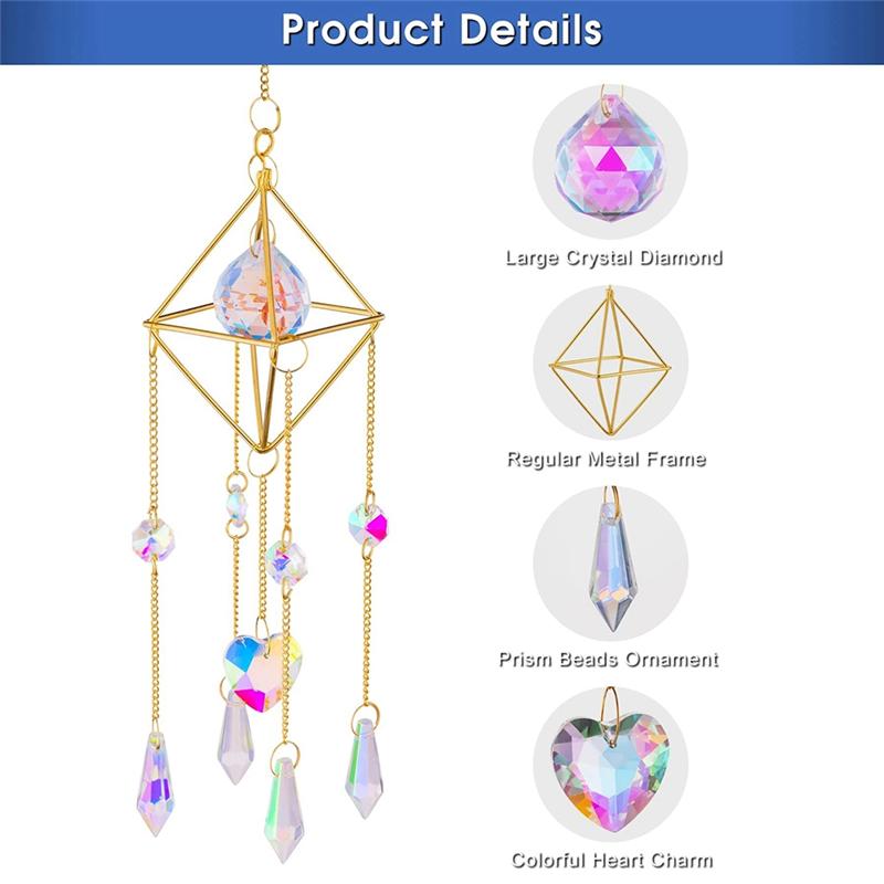 Garden Wind Chimes Colorful Prisms Windows Decor Garden Wind Chimes With Chain Pendant For Wedding Decorations