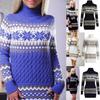 Elegant Christmas Woman Turtleneck Sweater Dress With Festive Snowflake Pattern