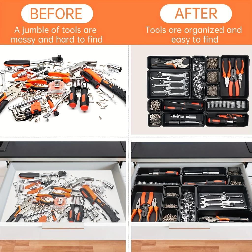 8/22/32pcs Tool Organizer Box Tray Dividers Set Workbench Cabinet Bins Tool Chest Drawer Organization Garage Hardware Tool Tray