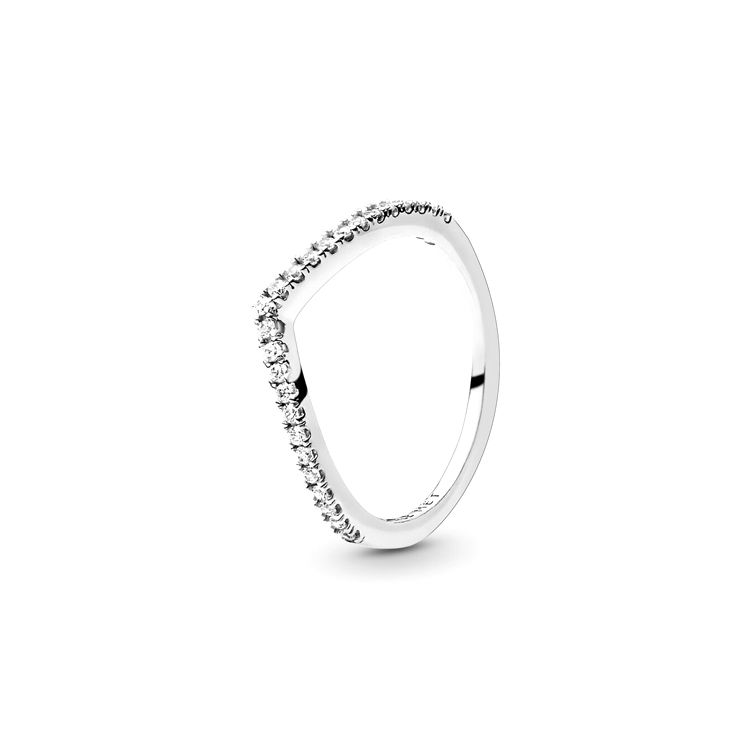Pandora Wish Sparkle V-Shaped Wishbone Ring With Cubic Zirconia Women ring Transparent 196316CZ Box,48