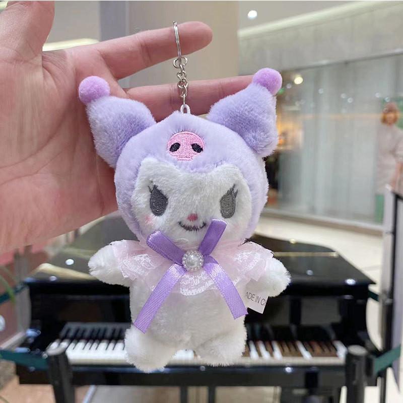 

Adorable Japanese Kuromi Keychain Plush Toy Cute Anime Animal Stuffed Doll 15cm StyleA