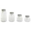 Set of Storage Jars - Home ESPRIT - 4 Pieces - Blue White - Metal Silicone Glass Stoneware - 800 Ml - 1 L - 1.5 L