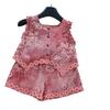 2025 Sommer Mädchen Blumen-Ausschnitt Top & Schleifen-Shorts Set