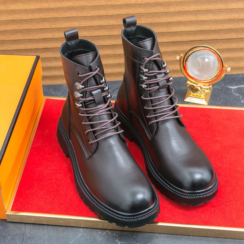 

2025 autumn new British Martin boots large size leather shoes foreign trade high top leather shoes versatile casual men s shoes 45 коричневий