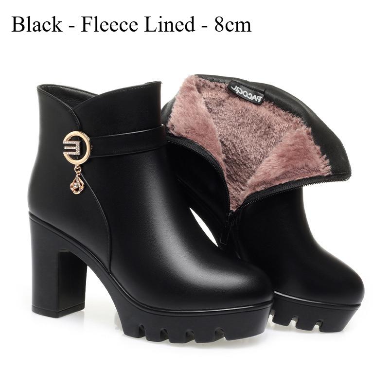 Женские водонепроницаемые ботильоны на массивном каблуке с флисовой подкладкой, идеально подходят для осени и зимы. 40