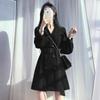 High Sense Hepburn Style Black Suit Dress Spring and Autumn New Women's Clothing Small Bottom Skirt