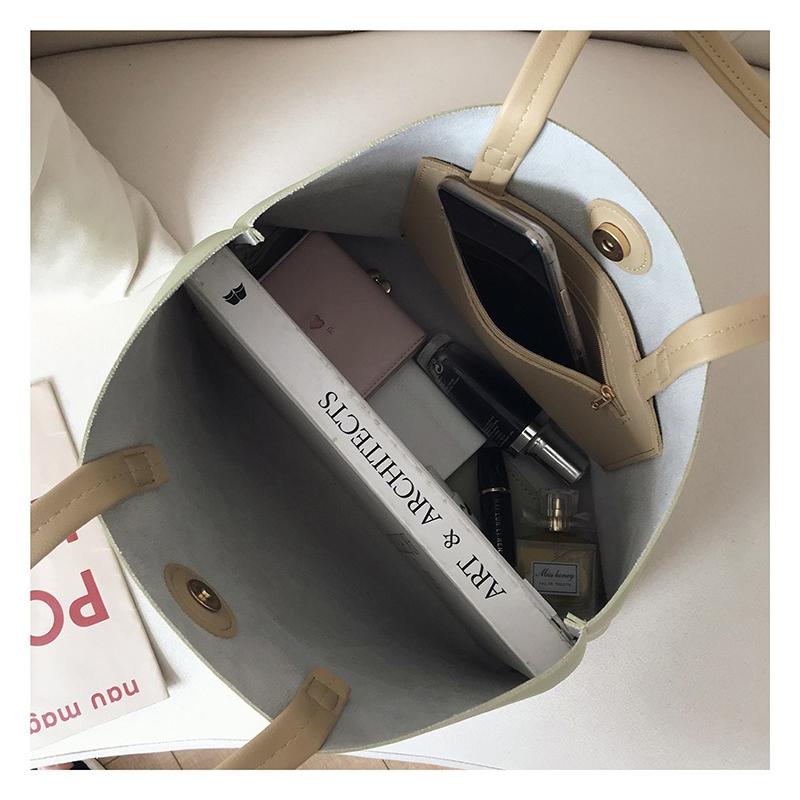 Women'S Pu Leather Tote Bag Large Capacity Versatile Handbag Crossbody Bag For Simple Shoulder Messenger Bag