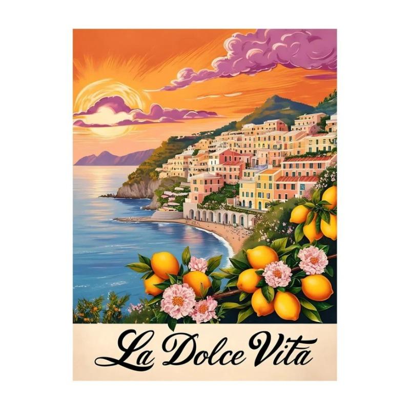 La Dolce Vita Wandposter Druck Für Schlafzimmer Wohnzimmer Heimdekoration Italien Küstenlandschaft Leinwandbild Zitrone Orange Wandkunst