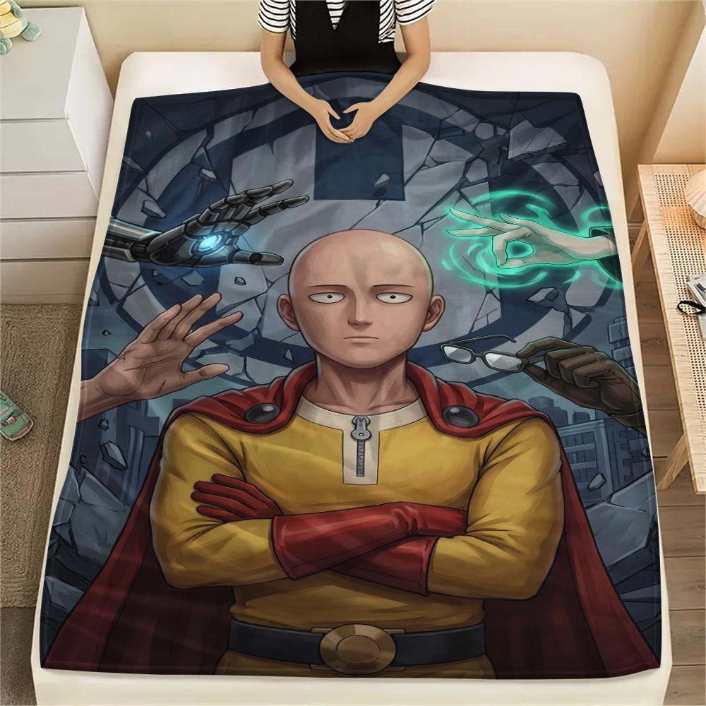

One-Punch Man Character Flannel Blanket Warm Soft Print Throw for Bed Sofa Chair Travel Picnic Cozy Home Decoration-Xin 75x90cm
