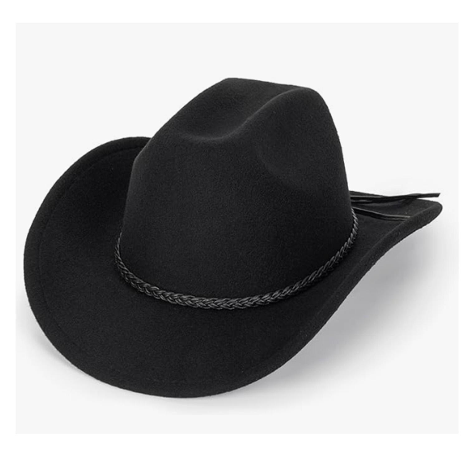 

Шляпа ковбоя в западном стиле для мужчин и женщин, классическая шляпа федора с подвернутыми полями и ремнем с пряжкой(Размер:С-М) Medium