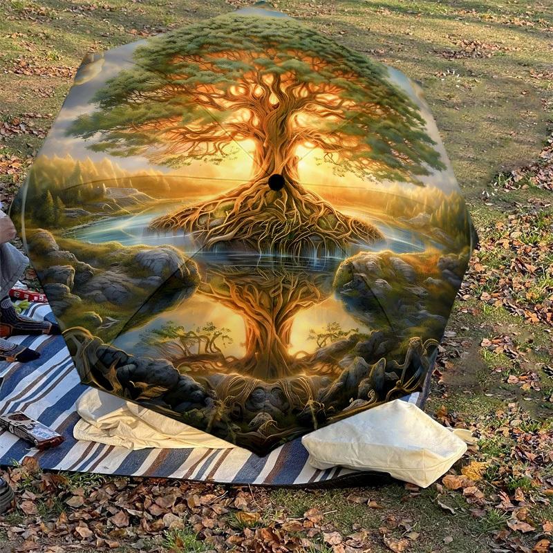 1PC Tree of Life Automatic Open/Close Umbrella with Windproof, 8-Rib Sturdy Canopy, Durable Ribs, Fashionable Design,1294A
