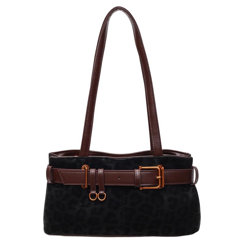 Frosted Retro Bag Women's Large Capacity 2025 New Autumn and Winter Casual Shoulder Underarm Bag Commuter Leopard Print Tote Bag