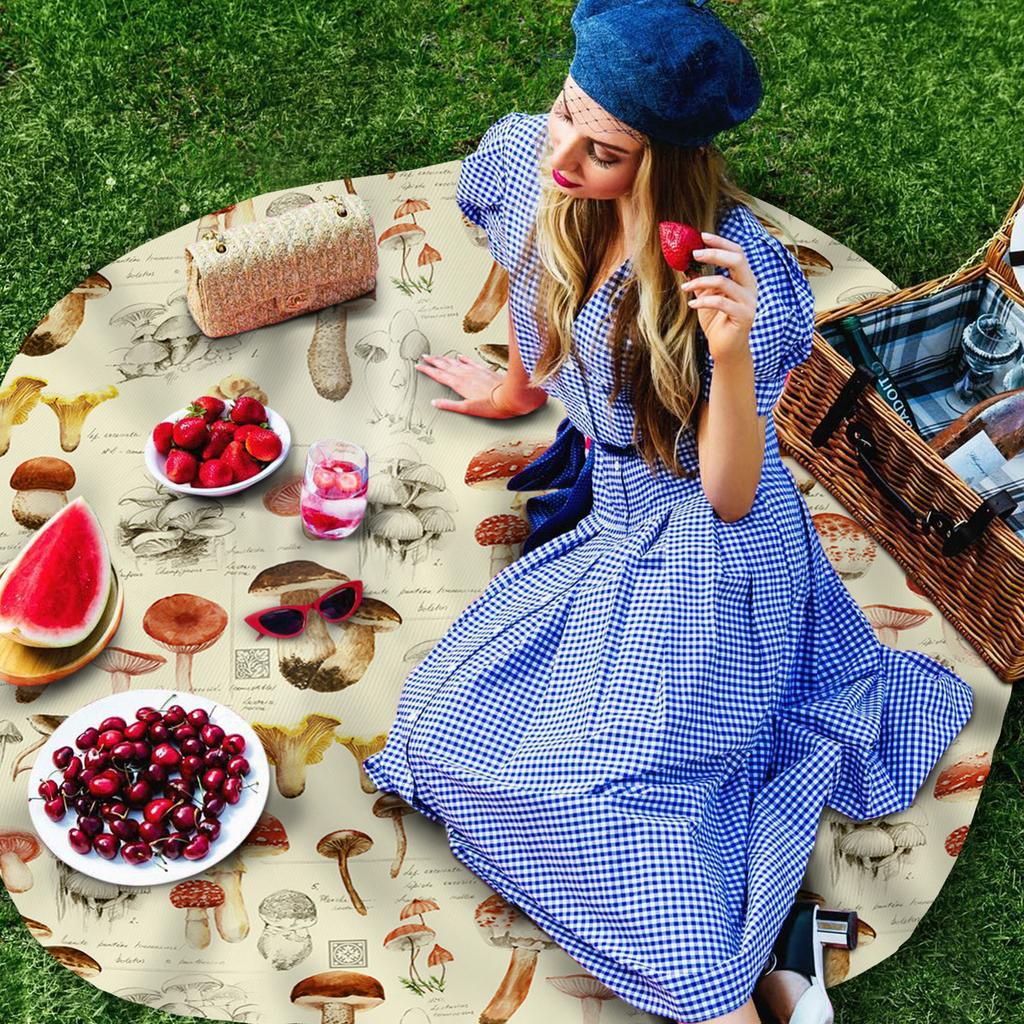 Mushroom Plant Vintage Round Tablecloth Party Kitchen Dinner Table Cover Holiday Decor Waterproof Tablecloths