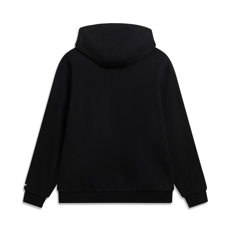 Li Ning CF Suo Fleece Warm Anti-Static Loose Hooded Sweatshirt Men Sweatshirt Black AWDV915-2