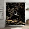 Luxury Golden Marble Shower Curtain with Initial: Bathroom Decor, Custom Size Available Modern Home Accessories for Bathtub Spa