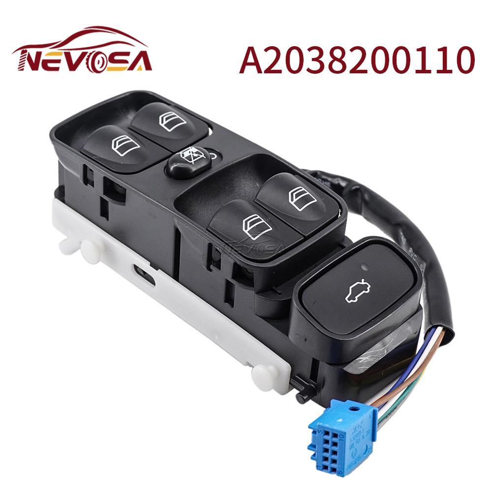 NEVOSA A2098203410 For Mercedes W209 CLK320 CLK500 03-09 EC Power Window Switch Control Button Car Replacement Parts A2038200110