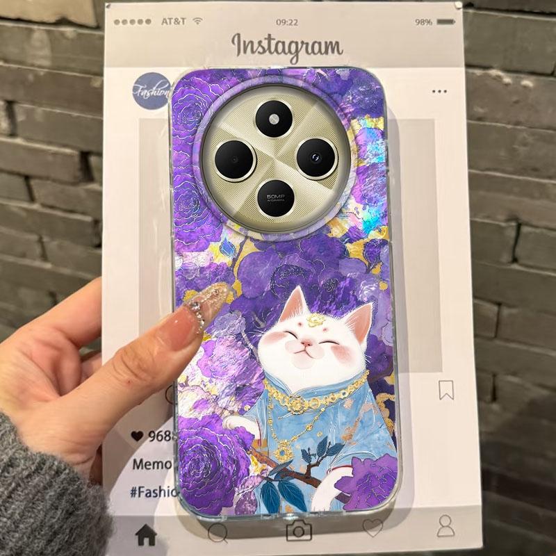

Luxury Flowers Lucky Cat Cartoon Girls Women Phone Case For Xiaomi Poco X3pro X5 M6 X6 X3 NFC M5s M6 X7 Pro C75 C61 Fundas Cover poco X6 5G білий