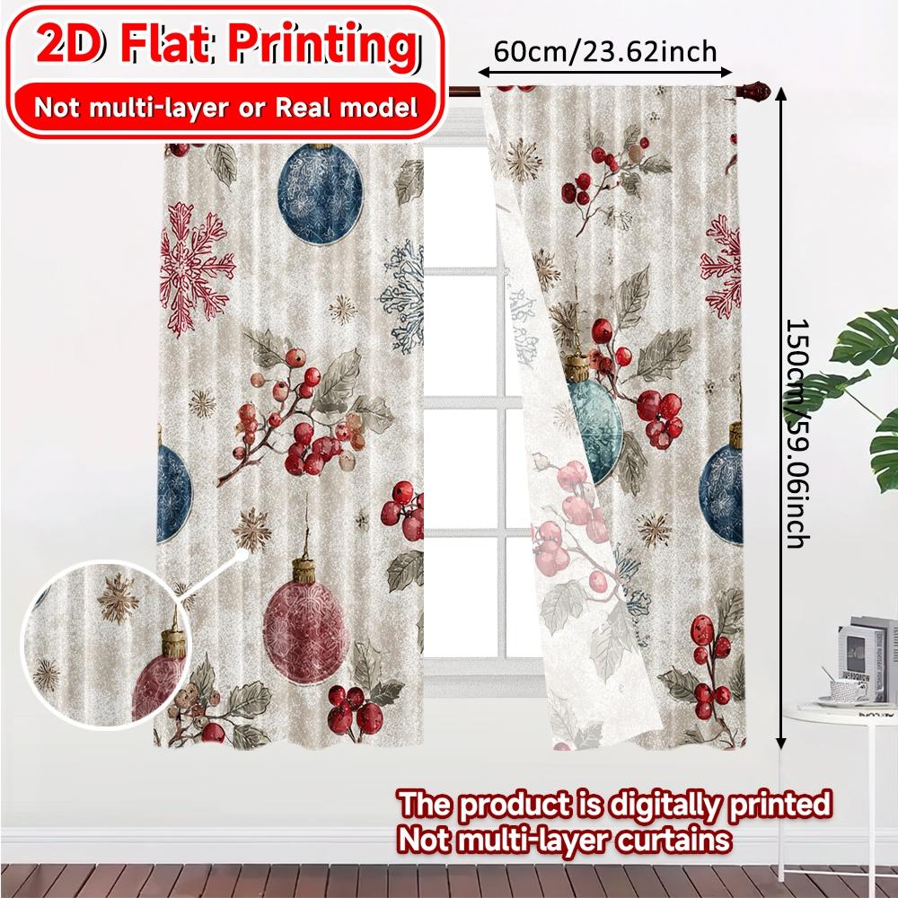 2D Flat Printing  2pcs Festive Elegance Modern Creative Curtains Semi-Sheer Curtains Art Deco Festive Decorative for Bedroom