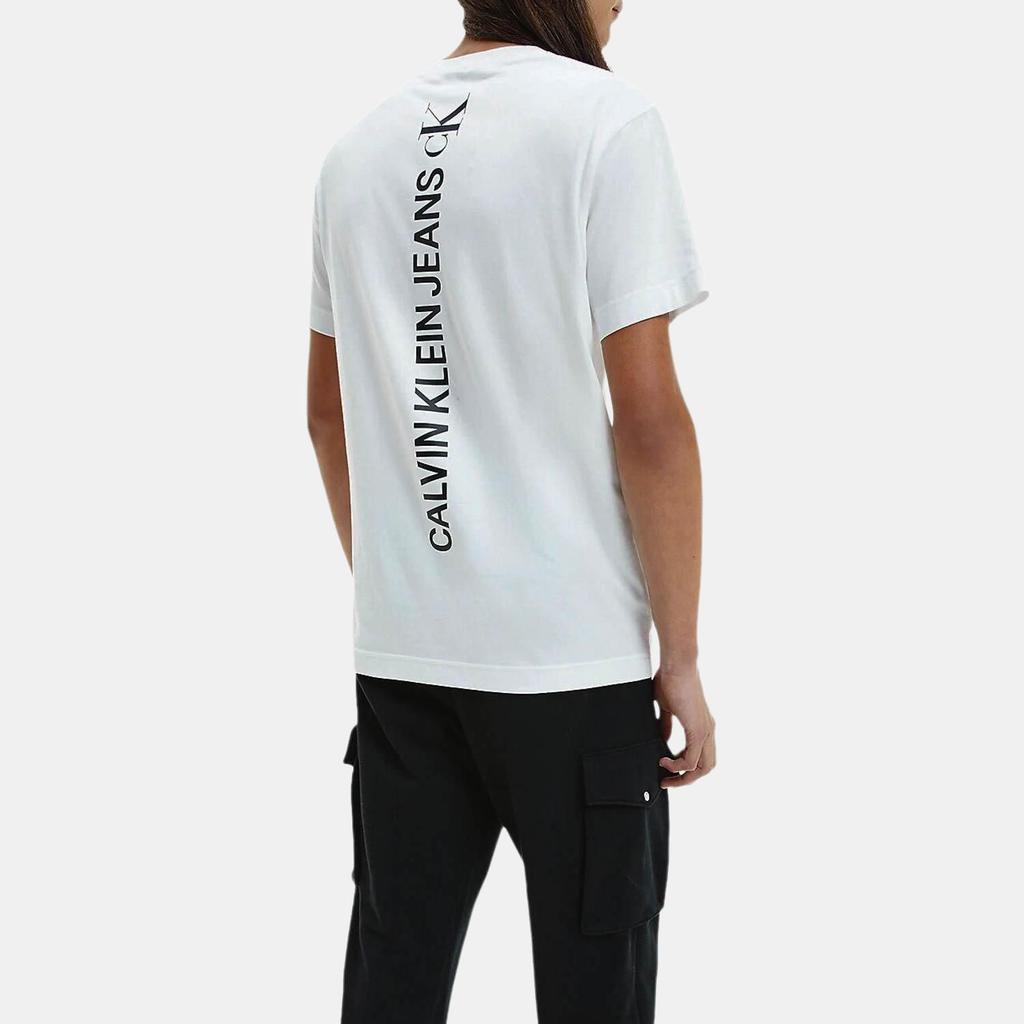 Calvin Klein Letter Print Pattern Crew Neck Short Sleeve T-Shirt Men Tops White J30J318303-YAF