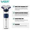 Original VGR V-328 3D Wet Dry Electric Shaver for Men Beard Rechargeable Facial Electric Razor Floating Head Shaving Machine Lithium with LCD Display