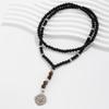 Long Beaded Tiger Stone Necklace for Men Hip Hop Niche High-end Compass Pendant Accessory
