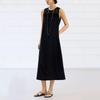 Sleeveless Plus size vintage black new in dresses for women casual loose long summer dress