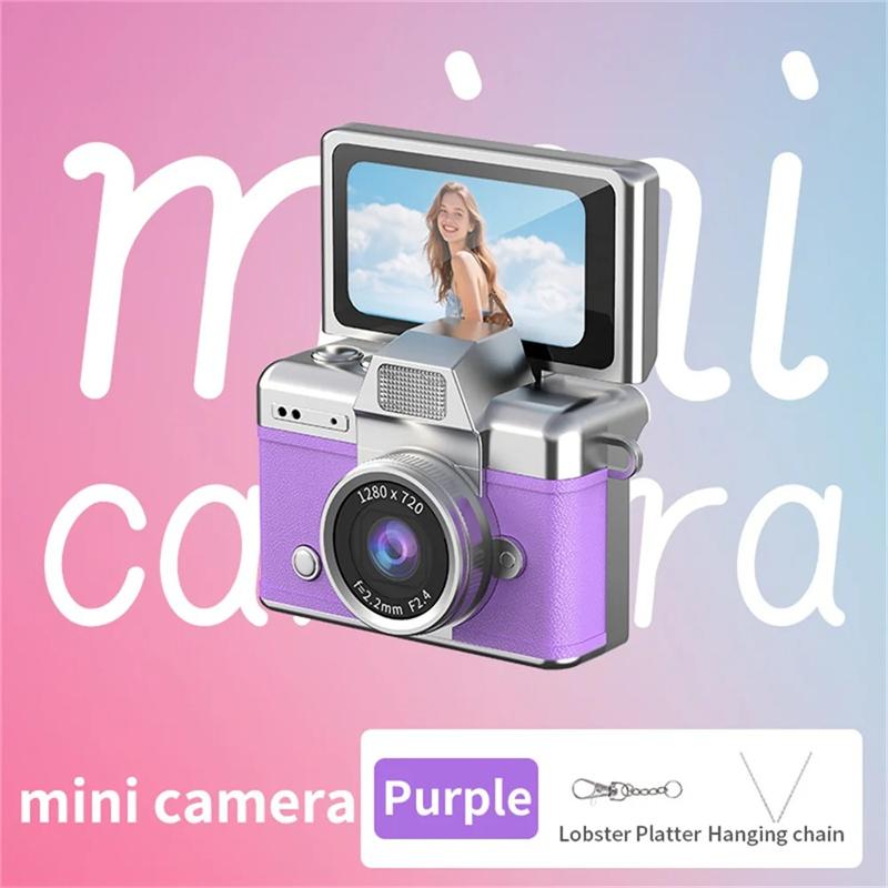 Palm-Sized Mini Digital Camera 180° Flip Selfie Screen with Flashlight Multiple Filters Keychain Portable Digital Camera LK027