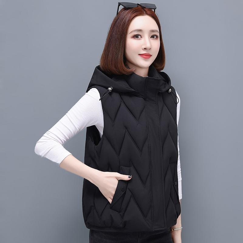 New Vest Vest Autumn and Winter Light Down Cotton Jacket Short Middle Aged and Elderly Wearing Vest Women