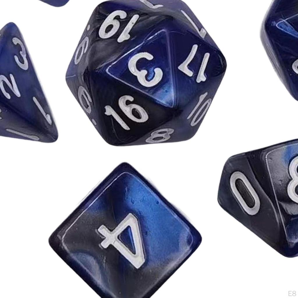 7 stycken färgglada polyedriska tärningar samling brädspelsrekvisita leksaker presenter Hållbar slät yta för