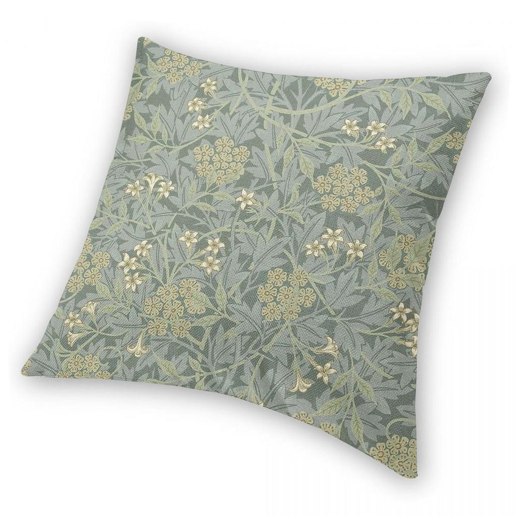 William Morris Jasmine Square Pillowcase Polyester Linen Velvet Printed Zip Decorative Pillow Case Car Cushion Cover