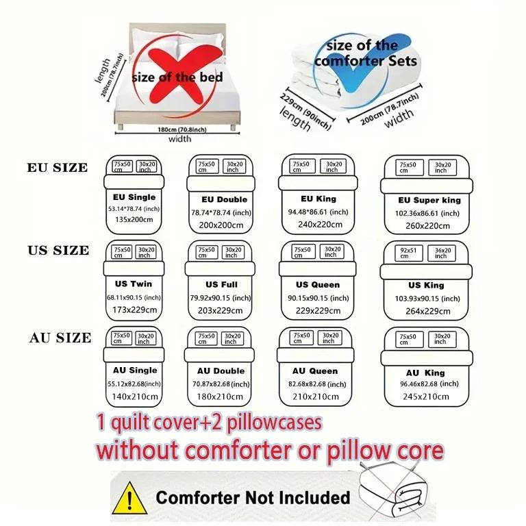 3pcs Christmas Tree Print Coreless Bedding Set Multi Size Bedroom Dormitory Duvet Covers Soft and Machine Washable Decoration