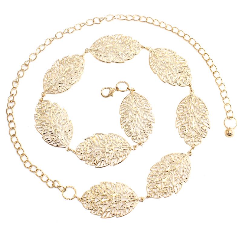 Korean Style Leaf Hollow Metal Belt: Fashionable & Versatile Waist Chain for Dresses