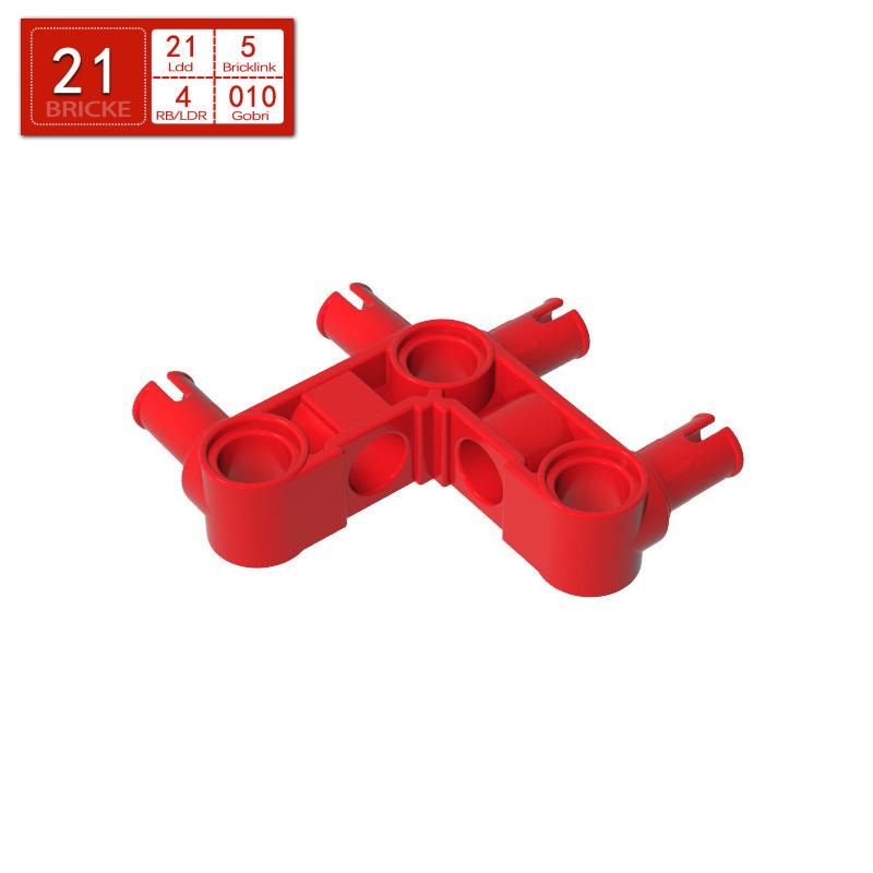

BRICKE Right Angle Connector for Building Blocks, 3 Holes, 4 Studs, Compatible with Lego 55615. One Piece темно-червоний колір